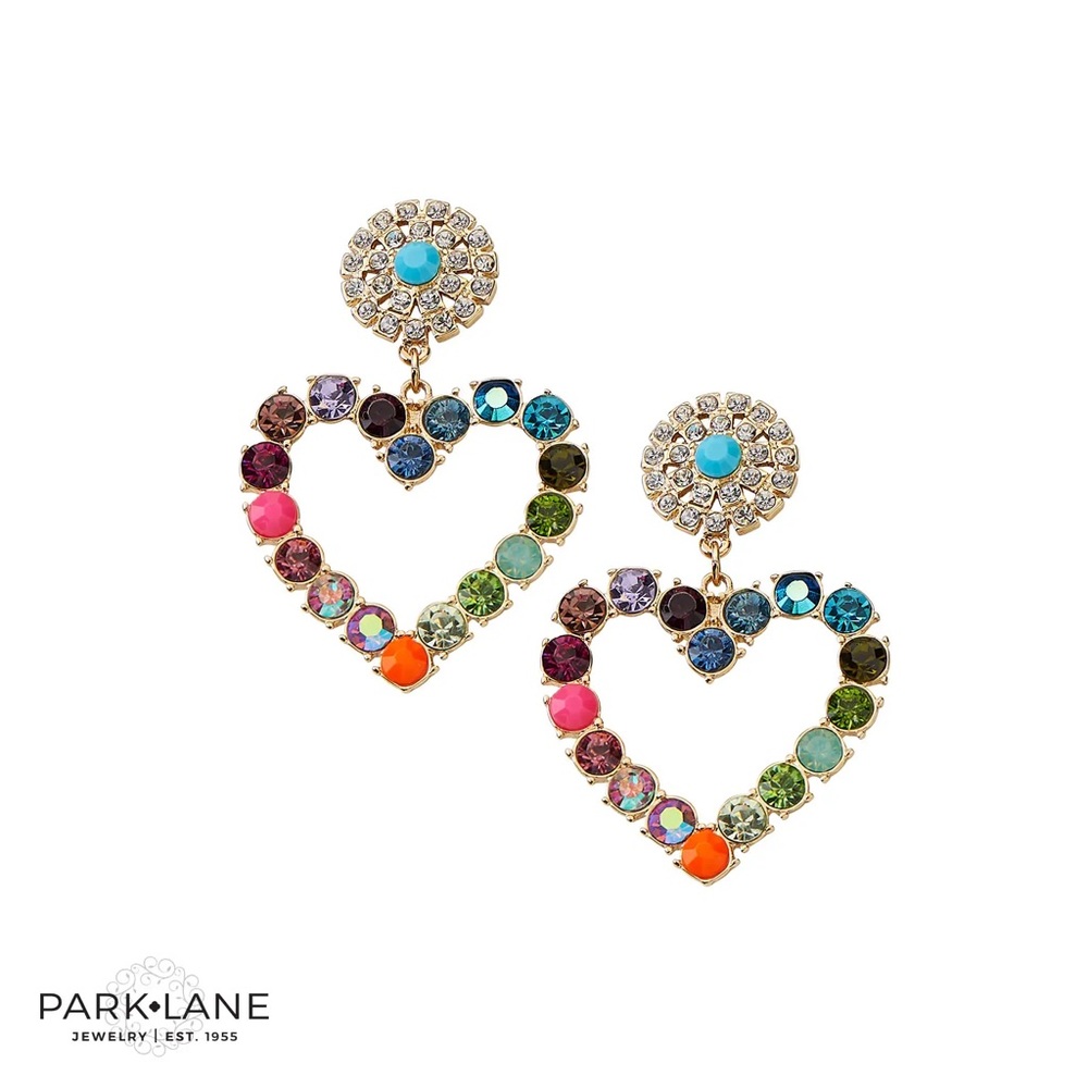 Park Lane 🩵 JAZZY Earrings Multicolor Heart Crystals Rainbow colors